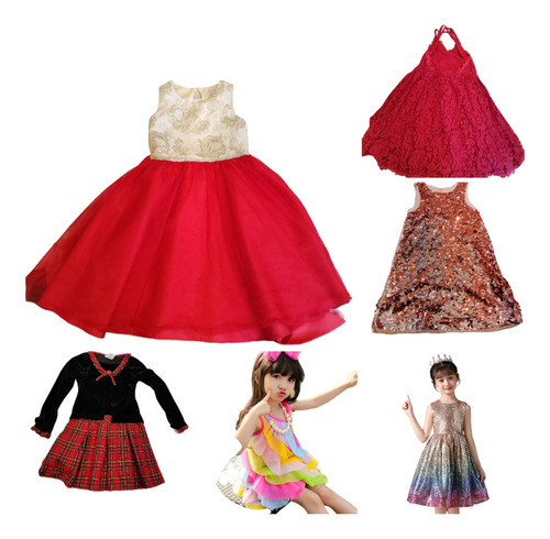 Kit Set 6 Vestidos De Niña Talla 5 Y 6 Años 