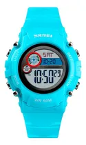 Comprar Reloj Niños Niñas Skmei 1477 Digital Alarma Cronometro Color De La Malla Celeste Color Del Fondo Blanco