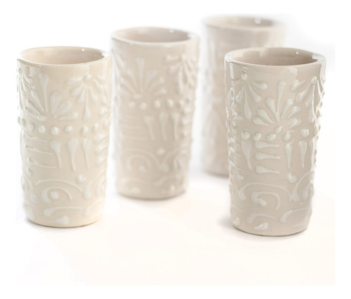 Set De 4 Caballitos Tequileros De Cerámica 60 Ml Talavera