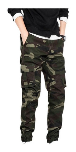 Camuflaje Hombres Skinny Pantalones Militar Algodón Multi