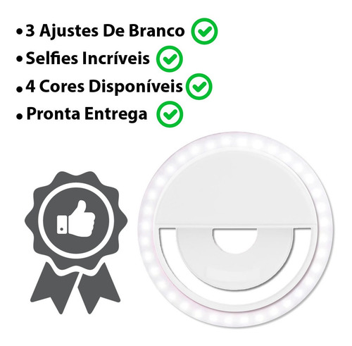 Flash Para Celular Luz Mini Ring Light Clipe Anel Led Branco