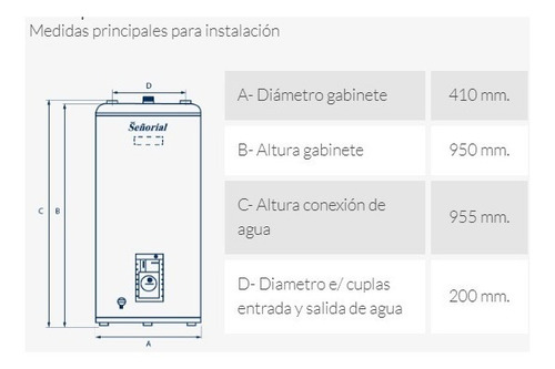 Termotanque Eléctrico Señorial Zafiro TESZP-95 blanco 95 lts