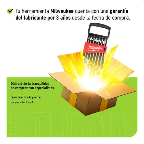 Set De 7 Llaves Combinadas Con Crique Flexible Milwaukee