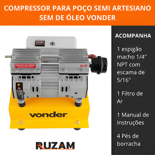 Compressor De Ar Isento De Oleo Para Poço Artesiano Até 50m