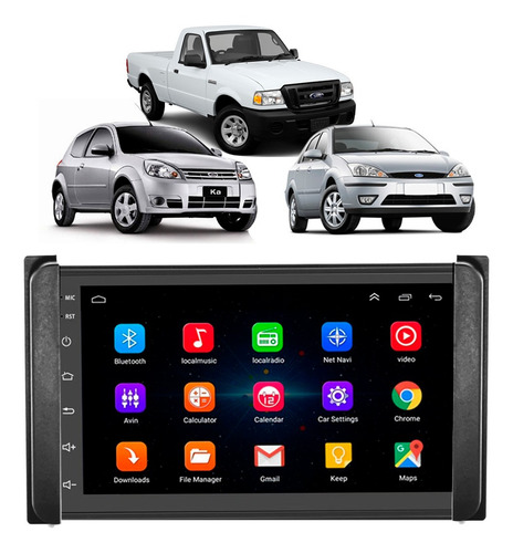 Kit Multimidia Android Ka 2009 A 2011 Ranger 2000 A 2011 Tv Cor Preto