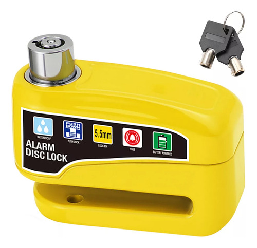 Cyrene Alarma Motocicle Bloqueo Impermeable Freno Disco De Candado Amarillo