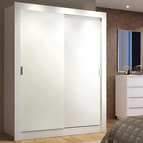 Guarda-roupa Solteiro Madesa Denver 2 Portas Correr Cor Branco