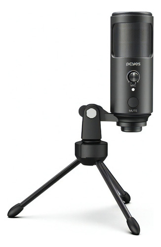 Microfone Condensador Vocalizer Pcyes Pmcv01 C/ Tripé Cor Preto