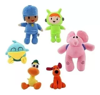 6 Peluches Pocoyo E Amigos Loula Pato Elly Pajarotto E Nina