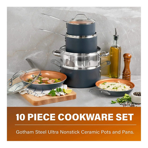 Gotham Steel Bateria De Cocina 10pzs 1129 Libre Depfas,pfoa
