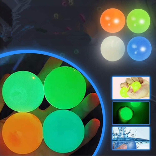 Bolas De Pared Adhesivas Para Techo Fluorescentes, 4 Unidade