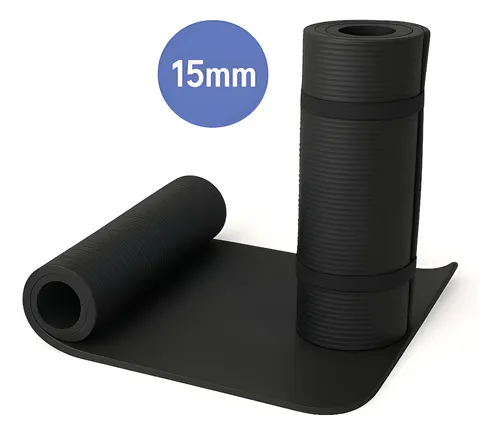 Colchoneta Para Yoga Pilates Gimnasia Fitness Gruesa 15mm Negro