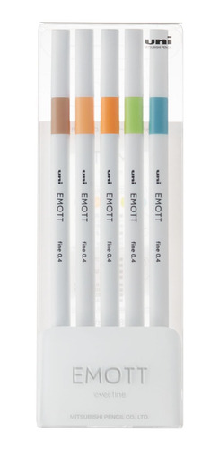 Set Tiralíneas Uniball Emott Pem-sy N°6 X5 Colores