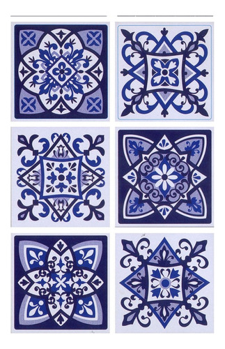 Azulejos Autoadhesivos Vinilo Azul X 6 Unidades