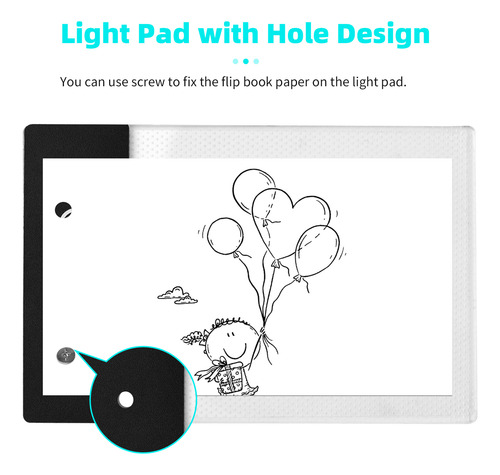Kit Flip Book: Almofada De Luz Led, 3 Níveis De Brilho, 300