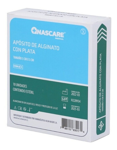 Aposito de alginato con plata 5cm x 5cm nascare