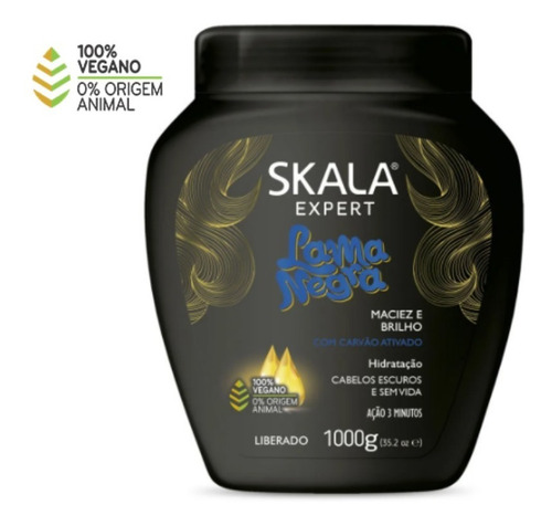 Imagem 2 de 3 de Creme Skala Expert P/ Cabelos Lama Negra Carvão Ativado 1 Kg
