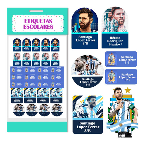 Etiquetas Escolares Personalizadas Messi Ropa Utiles