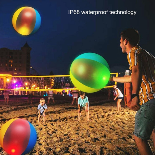 Pelota De Playa Flotante Inflable Led 16 Colores Con Remote