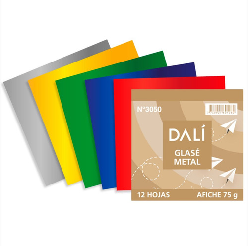 Papel Glacé Variedad Escolar Varios Metalizado X12