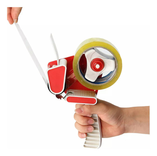 3 Dispensador Huincha Porta Cinta Adhesiva Embalaje Plastico Color Rojo