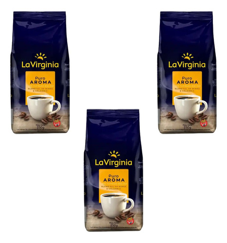 La Virginia Café Molido Puro Aroma 250g X 3 Unidades