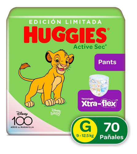 Pants Huggies Active Sec G X70 - Unidad  Tamaño Grande (g)