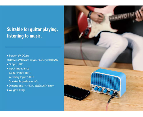 Joyo Ja-02 Ii Mini Amplificador De Guitarra 5w Con Bluetooth