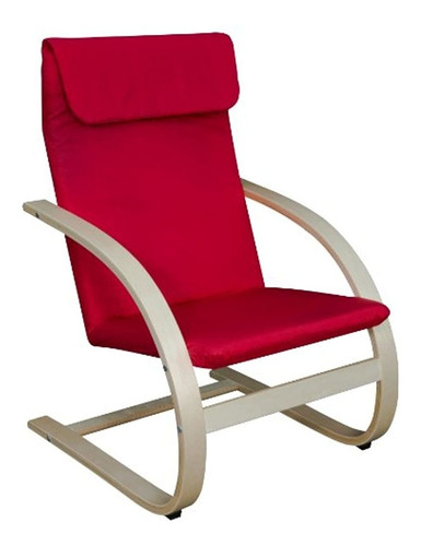 Silla Reclinable De Madera Nogal Beige/rojo-17x 22 X 19.5in.