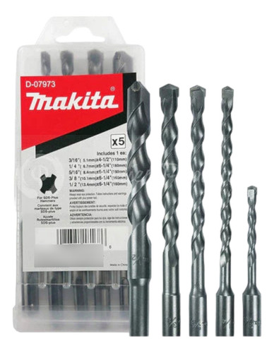 Juego De Brocas Sds Plus Para Concreto Makita 5 Pz D-07973