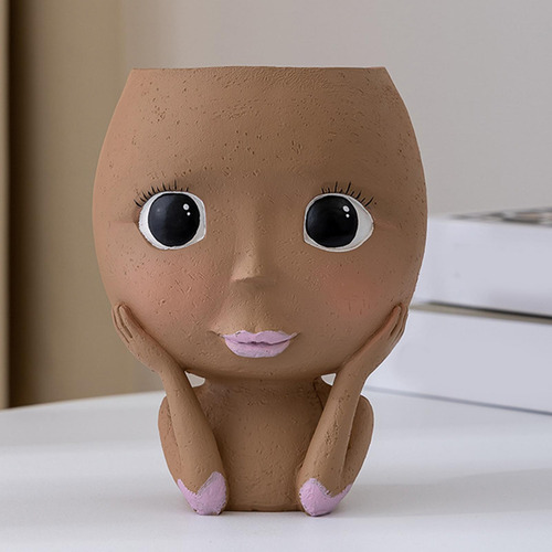 Maceta Forma De Muñeca Linda Material Premium Interesante