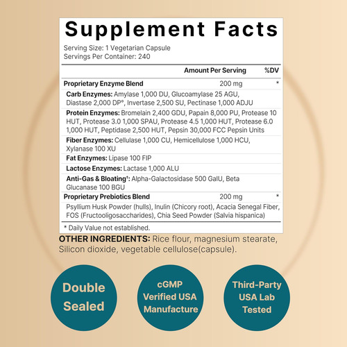 Enzimas Digestivas De Naturebell Con Probióticos Y Prebiótic