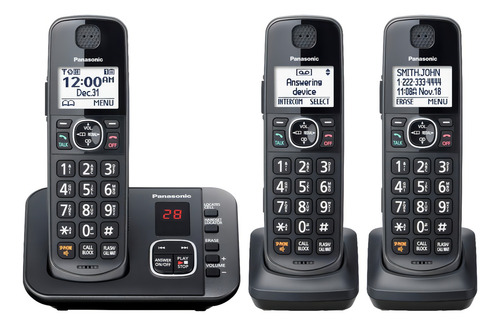 Teléfono Panasonic Central KX-TGE633 inalámbrico 220V - color negro