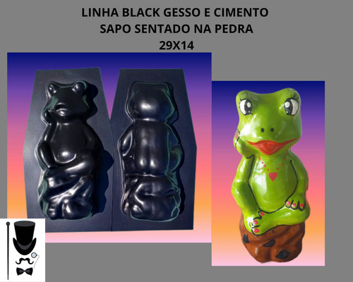 Molde Forma Artesanato De Cimento Sapo Sentado Na Pedra 29cm