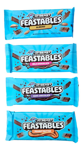 Mr Beast Feastables Barra De Chocolate Grande 60 Gr 4 Pzs 