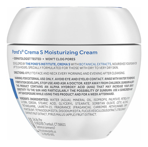 Hidratante Facial Nutritivo Pond's Crema S Para Mulheres, Pe