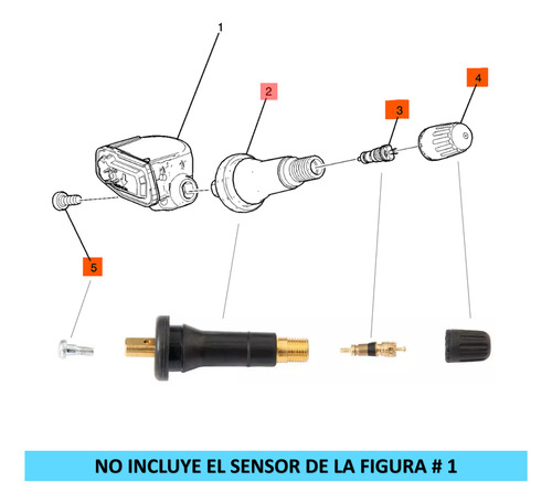 Valvula Sensor Presion Aire Rueda Chevrolet Trax 1.4l 2015
