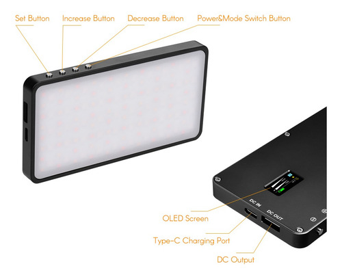 Panel De Luz Led Rgb Manbily Mfl-07 Portátil Para Video