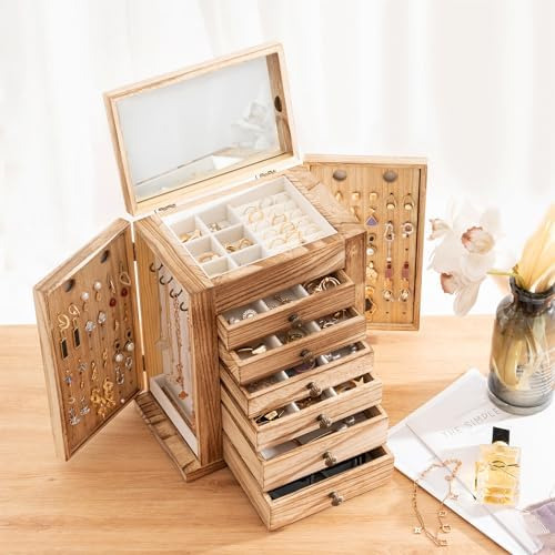 Procase Joyero Grande, Joyeros De Madera De 7 Capas Para Con
