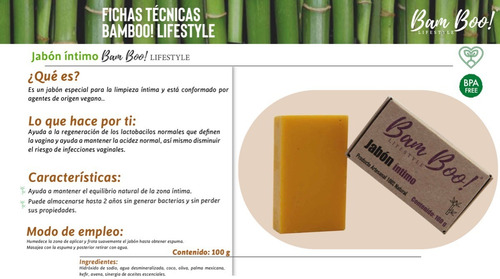 Imagen 3 de 3 de Jabón Íntimo Bam Boo! Lifestyle® 100 Gr