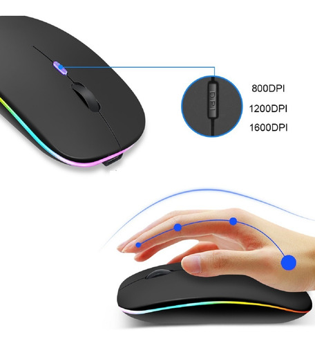 Mouse Inalambrico Batería Recargable Led Rgb Retro Iluminado