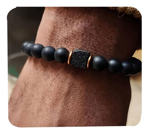 Ónix Preto E Pérolas De Pedra De Lava, Pulseiras, Joias, Pre
