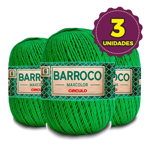 Imagem 1 de 1 de Barbante Barroco Maxcolor 400g N6 5767 Verde Bandeira Kit 3