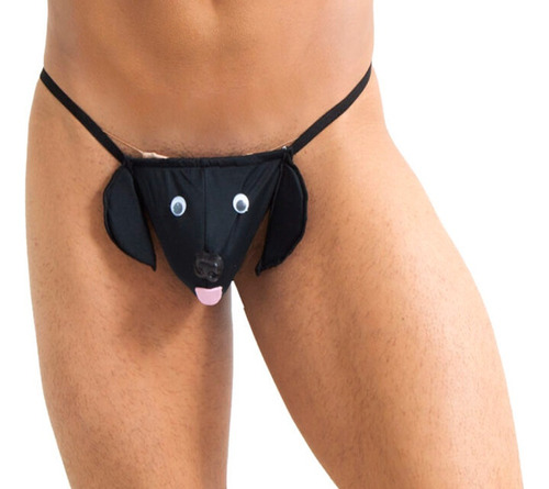 Tanga Para Hombre Divertida Forma Perrito Perro Negro 