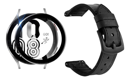Banda Cuero+ Vidrio Nano Smartwatch Para Samsung Watch4 40mm