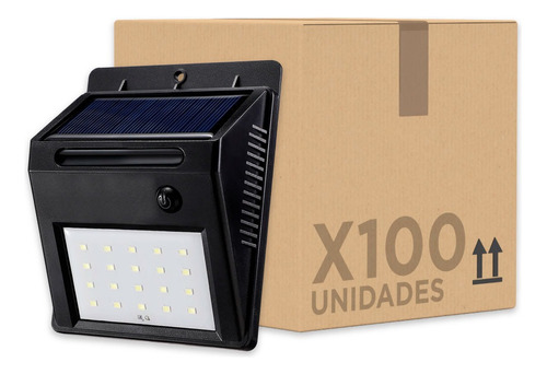 Pack X100 Lampara Farol Solar Foco Led Sensor Exterior