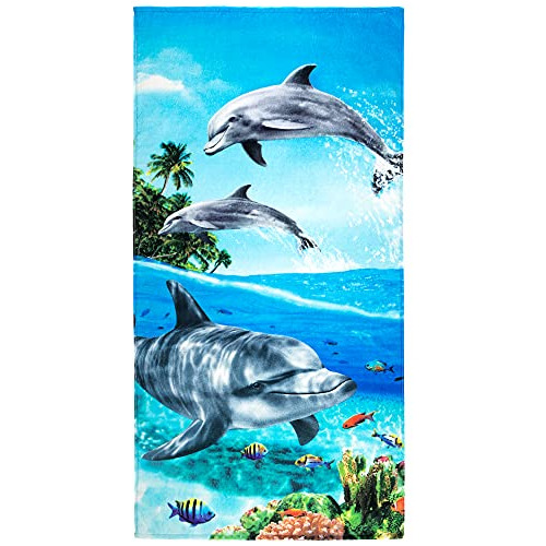 Toalla De Playa Paradise Dolphins 30 X 60 Pulgadas, 100...