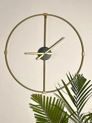 Reloj Pared 60 Cm Deco Hogar Dorado Moderno Living Adorno
