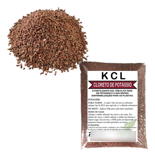2 Kg Adubo Fertilizante Cloreto De Potássio Kcl 60% 2kg