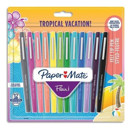 Rotulador Bold Punta Gruesa Paper Mate Flair Tropical 12 